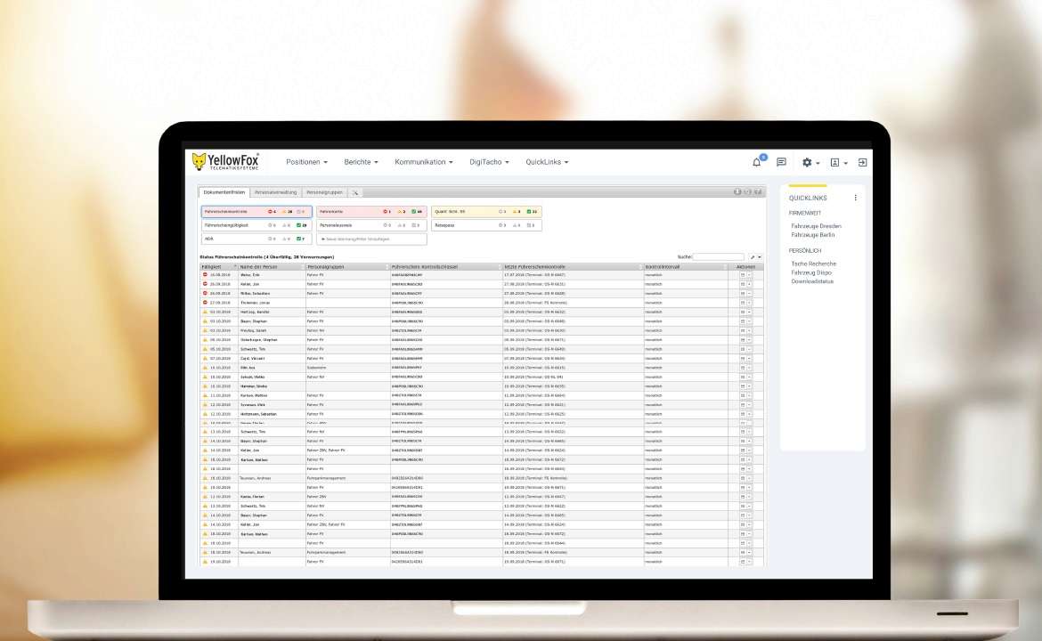 Elektronische Fuehrerscheinkontrolle und Dokumentenmanagement von YellowFox Telematiksysteme