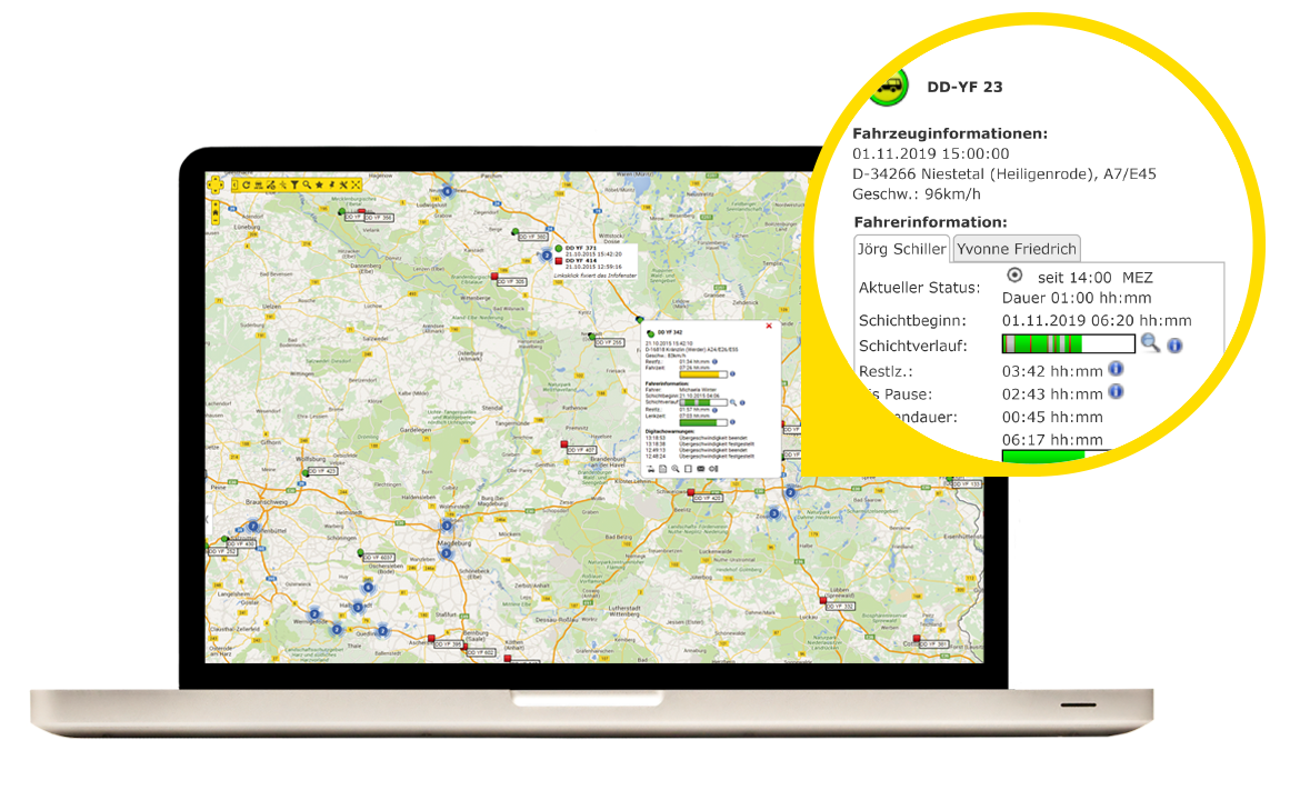 Tachodatenmanagement Lenkzeiten Uebersichtskarte