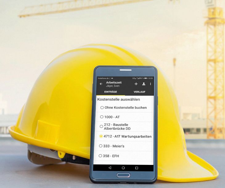 YellowTimeManager digitale Arbeitszeiterfassung mit Kostenstellenübersicht