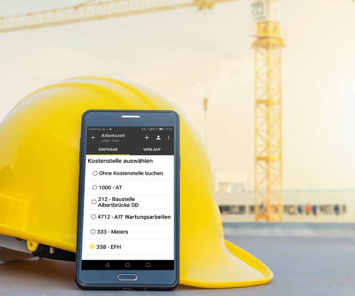 YellowTimeManager digitale Arbeitszeiterfassung mit Kostenstellenübersicht