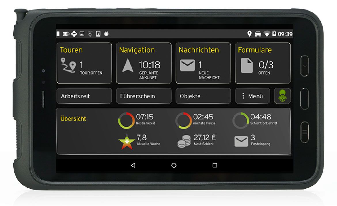 Moderne Kommunikation Fahrerdisplay Yellowfleetapp